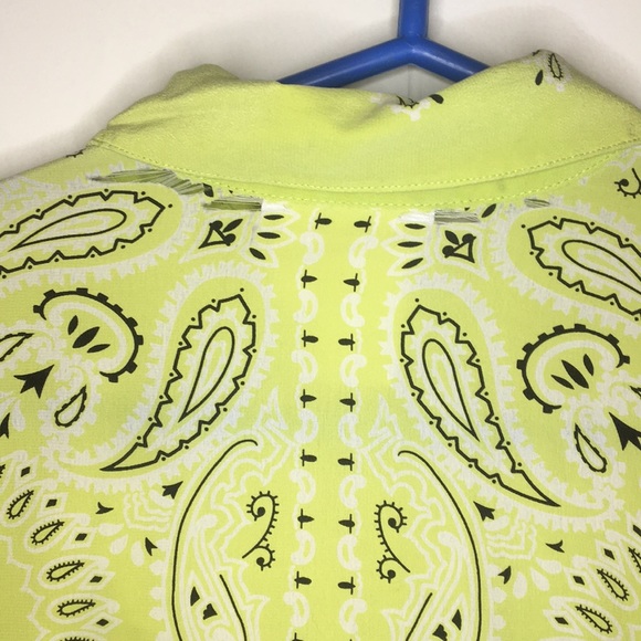 Lime Green Paisley Button Up - Picture 3 of 6